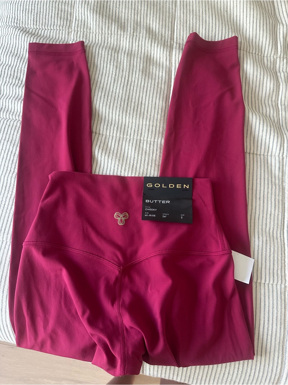 Golden Butter High-Rise Leggings in Raspberry Pink colour